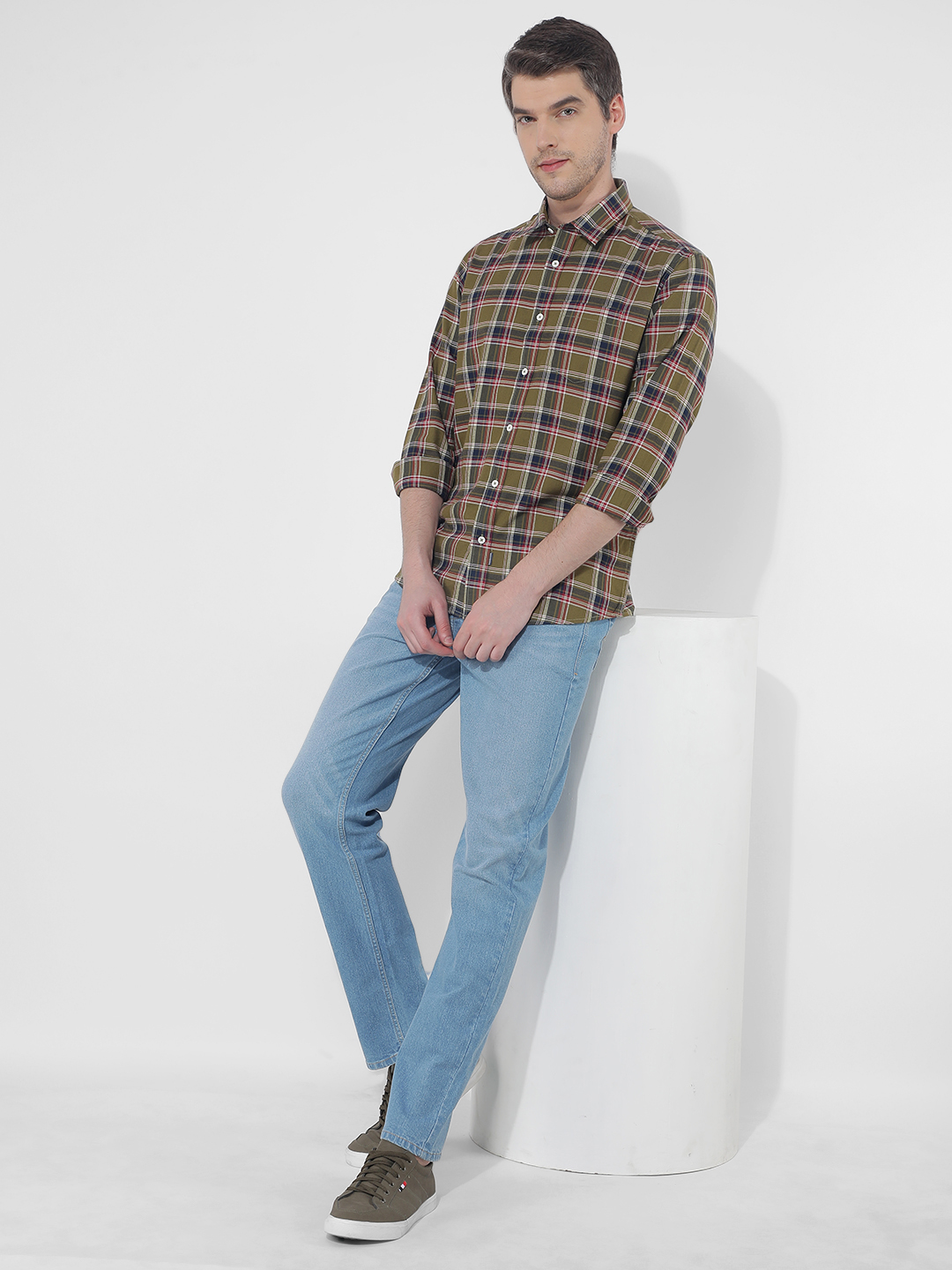 Numero Uno Men Checkered Green Shirt